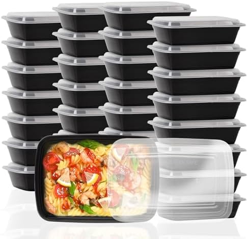 Ezalia 30 Pack - Meal Prep Containers 38oz, Plastic To Go Food Containers