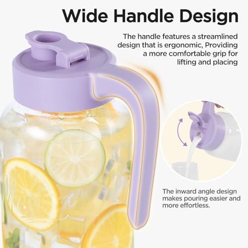 Mason Jar Pitcher, 64 oz (2 quart), Glass Pitcher with Lid