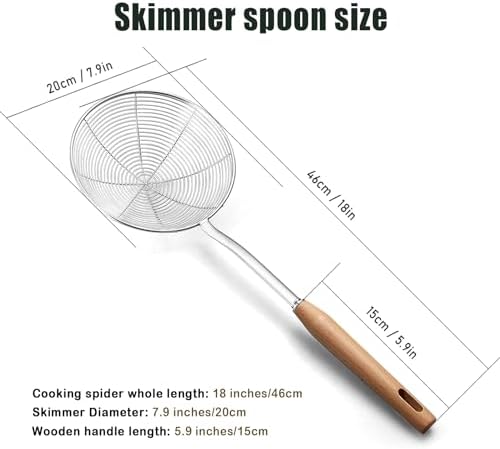 IQCWOOD Extra Large Spider Strainer with Wood Handle 7.9-Inch