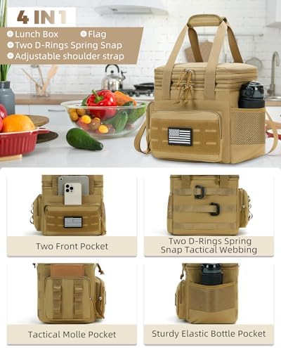 holuxer Lunch Bag & Lunch Box for Men - Tactical Large Soft