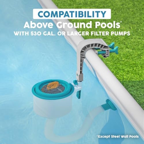 Bestway Flowclear Pool Wall Mounted Automatic Pool Surface Skimmer for Above Ground Pools with 530 Gallon and Above Filter Pumps, White/Blue