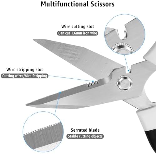 BoFuYuan Utility Scissors All Purpose heavy duty 8-Inch White
