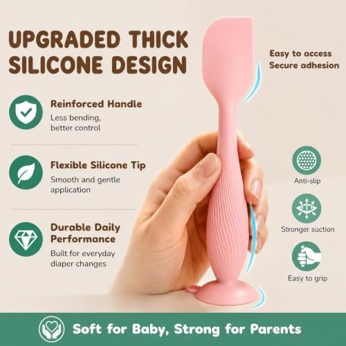 4-Pack Diaper Cream Spatula Set & Case, Ergonomic Baby Butt Paste Spatula