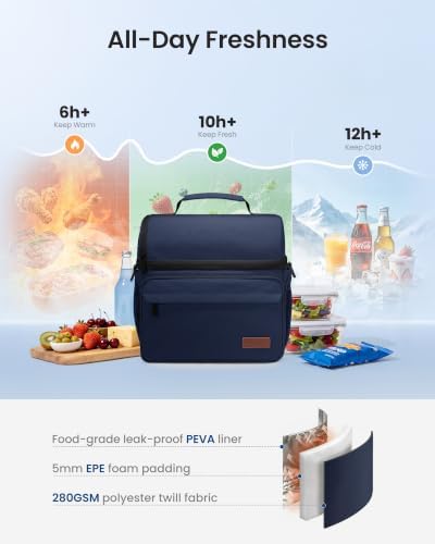LOVEVOOK Lunch Bag for Men Women, Insulated Lunch Box, Large Cooler Lunbox