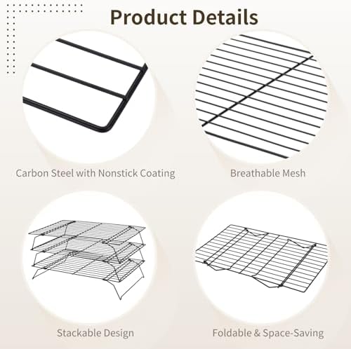 4 Pcs Cooling Racks for Baking and Stackable Collapsible