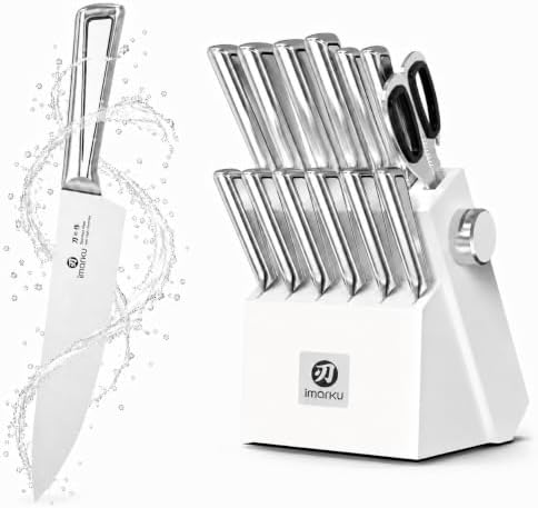 imarku Knife Set for Kitchen with Block and Sharpener 14pcs JPN