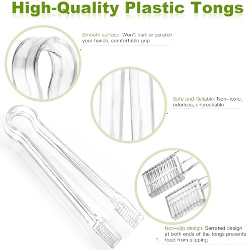 Ninsula 8 PCS Plastic Serving Tongs, 6.3 Inches Disposable Clear Tongs, Kitchen Small Serving Utensil Tongs for Party Catering Buffet Bakery Salad Cookies Ice (Pack of 2)