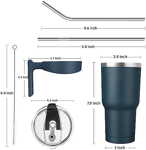 BJPKPK 30 oz Tumbler with Handle & Straw, Insulated Stainless Steel Mug