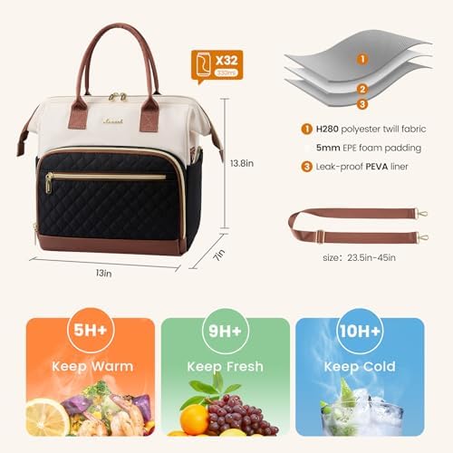 LOVEVOOK Lunch Bag Women, Insulated Lunch Box for Women with Cup Holder