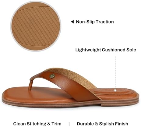 TEMOFON Flip Flops for Women Dressy: Comfortable Flat Tong Sandals 2026 Slip on Summer Casual Beach Walking Shoes