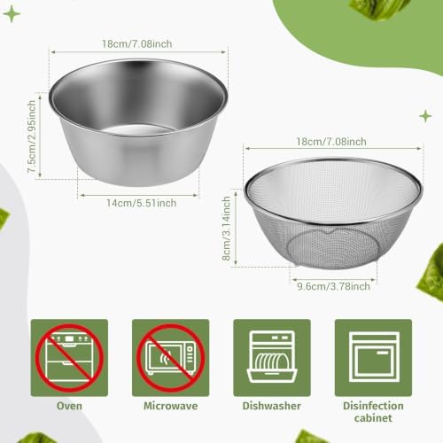 Baderke Mini Colander Strainer, 7.09 x 2.95 Inches, Round, 2 Pcs