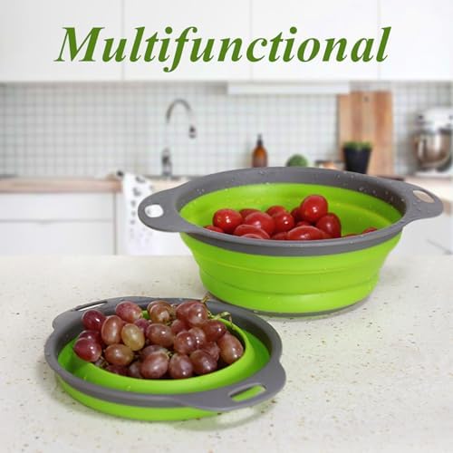 Collapsible Colander Set of 3, Space-Saving Foldable Strainer for Kitchen
