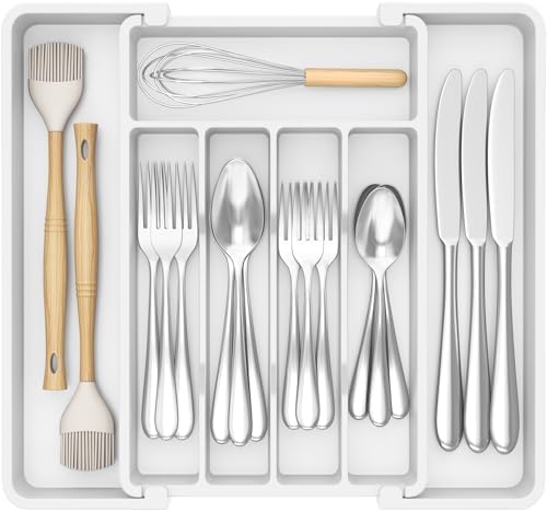 Lifewit Expandable Silverware Drawer Organizer, Kitchen Utensil Tray