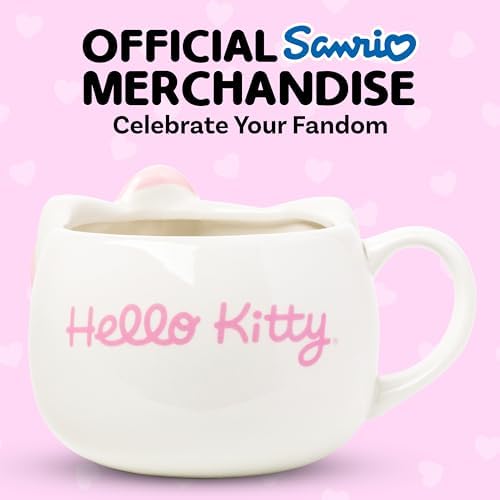 Silver Buffalo Sanrio Hello Kitty Pink Bow, 3D Sculpted Mug, 20oz