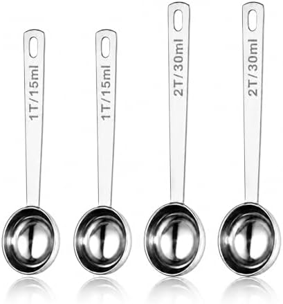 Coffee Scoop Set for Ground Coffee, 15ml & 30ml, 1 & 2 Tbsp, 4 Pack