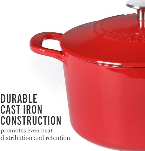 Martha Stewart Gatwick 4 Quart Enamel Cast Iron Dutch Oven - Red