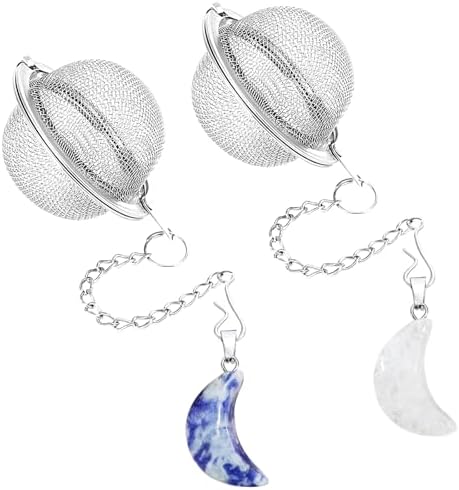 2Pcs Tea Infuser, 2.1 inch Tea Ball with Crystal Moon Pendant,Tea Strainer