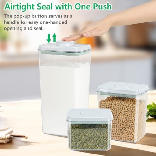 3 Pack Pasta Sugar Storage Containers with Pop-up Lid 1.26 + 2.11 + 3.48 Qt