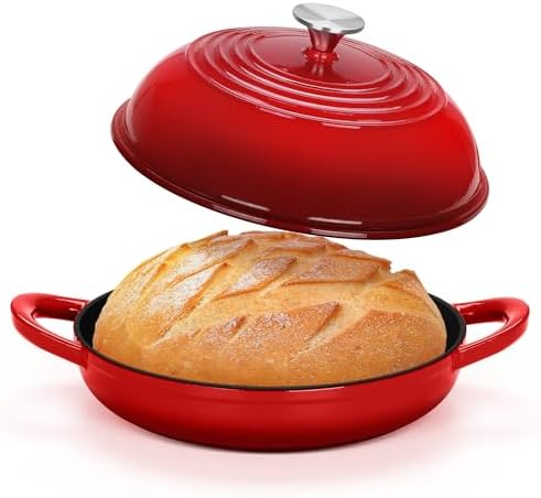 TeamFar Cast Iron Bread Dutch Oven, 6 Qt Enameled Dutch Oven Pot