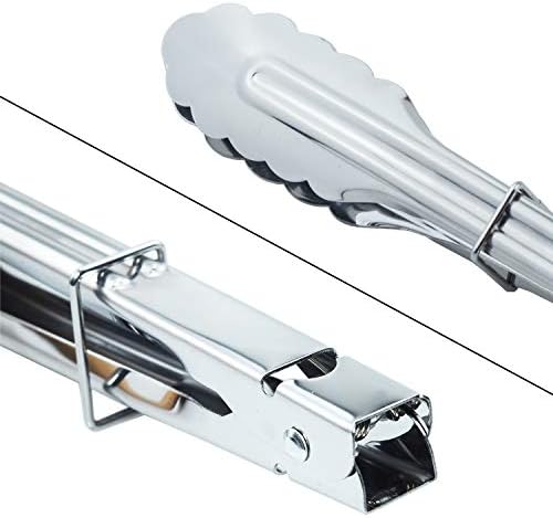 HINMAY Extra Long Stainless Steel Cooking Grilling Tongs (16-Inch 3 Pieces)