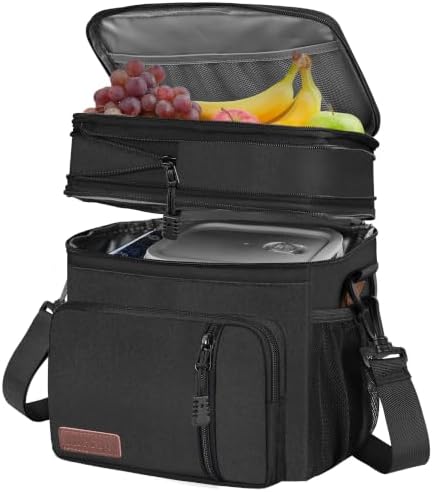 MIYCOO Lunch Bag for Men & Women, Expandable Double Deck Lunch Box, 15L