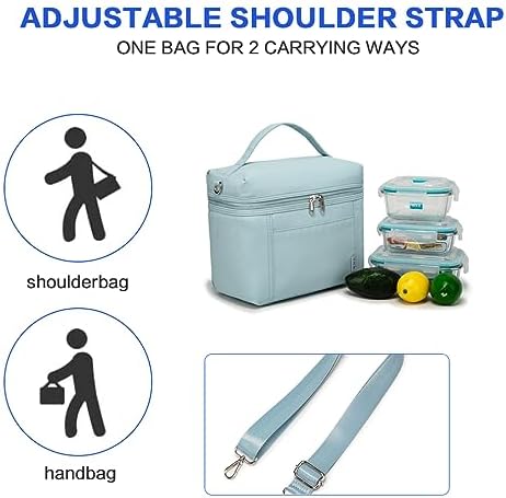 NOL 8L Insulated Lunch Bag for Women, Light blue, Medium(normal)
