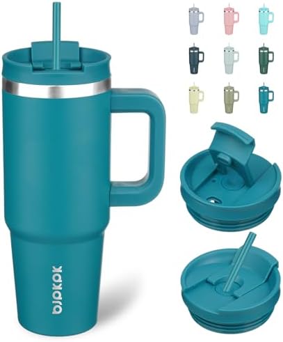 BJPKPK 30 oz Insulated Tumbler with Handle & Straw, Stainless Steel