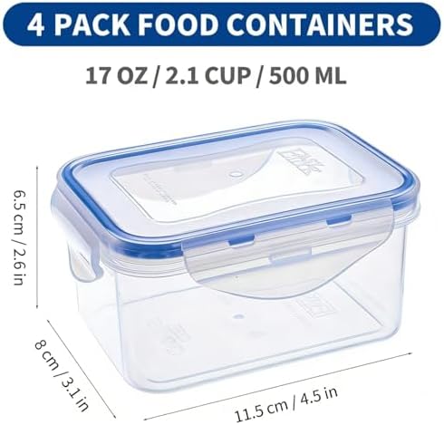 KIGI Small Food Storage Containers, 4 Count (2.1 Cup)
