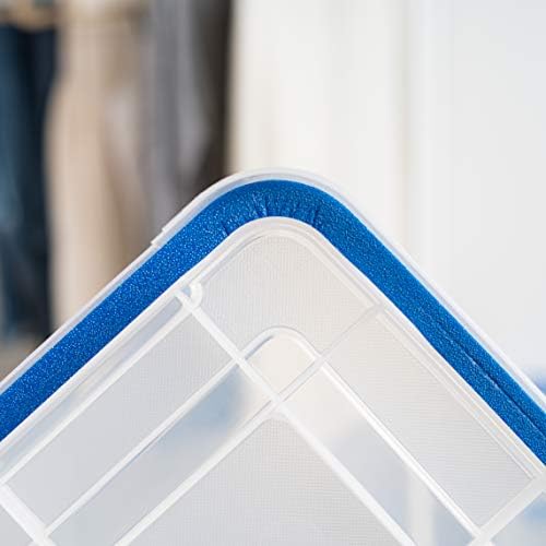 IRIS USA 4-Pack 26.5/44 Combo Qt Storage Bins with Gasket Lids, Clear/Blue