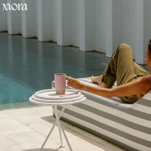 MORA Ceramics Large Tea Mug with Loose Leaf Infuser and Ceramic Lid, 18 oz, Portable, Microwave, Dishwasher Safe, Tall Coffee Cup - Rustic Matte Ceramic Glaze, Modern Herbal Tea Strainer, Dawn