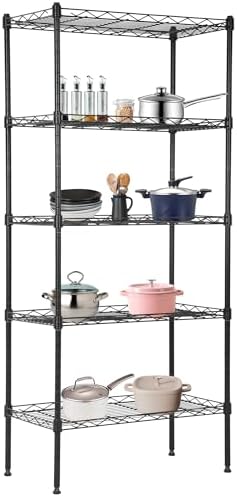 BestOffice | 5-Tier Wire Shelf | 22" x 12" x 48" | Black