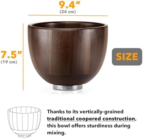 SpaceAid Wooden Bowl for Mixer - Kitchen Space Aid Acacia Wood Mixing Bowls Holder for Stand Mixer, Compatible with 4.5 & 5 QT Tilt-Head Models Kitchen, Natural Wood