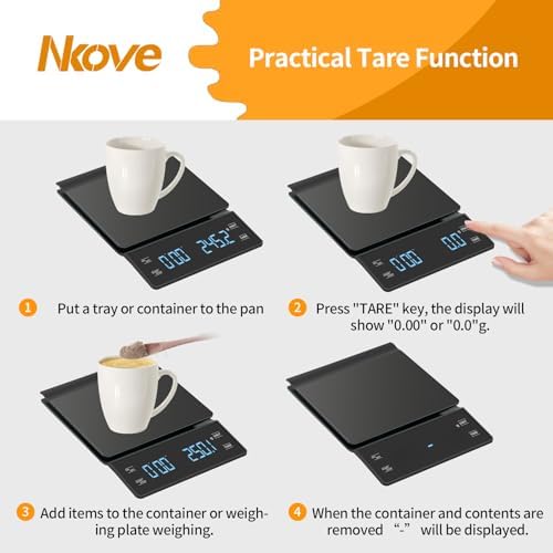 NKOVE Coffee Scale with Timer, 0.1g High Precision Espresso Scale 3kg (Pack of 3)