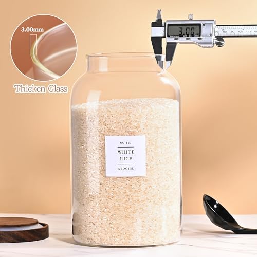 Large Glass Jar With Lid,1PACK 95oz/2800ml Clear Glass Food Storage Containers with Airtight Bamboo Lid Stackable Kitchen Canisters for Candy,Cookie,Rice,Sugar,Flour,Nuts and Spice Jars