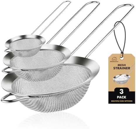 NileHome 3 Piece Stainless Steel Mesh Strainers,Silver(2.8"+4.6"+6.3")
