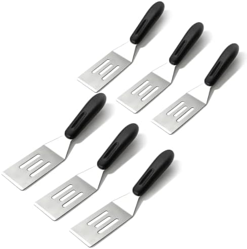 【6 Pack】Small Metal Spatula,Mini Spatula for Flipping, Cooking and Baking,Stainless Steel Brownie Spatula with Non-Slip Handle for kitchen Use (6)