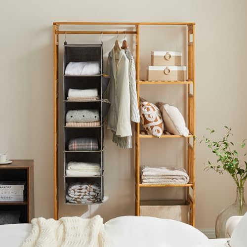 YOUDENOVA Hanging Closet Organizer and Storage, 6-Shelf, 2 Packs, Grey