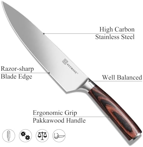 KEEMAKE Kitchen Knife Set of 5, Professional Razor Sharp Chef Knife Set