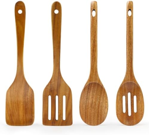 Acacia Wood Kitchen Utensils Set Non Toxic Wooden Spoon for Cooking Spatula