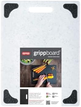 Dexas Superboard Cutting Board with Handle and Non-Slip Feet, 11 by 14.5 inches, Light Granite Color with Black Non-Slip Corners