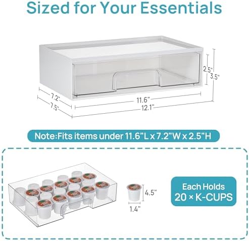Vtopmart White Stackable Storage Drawers, 2 Pack Wide Organizers