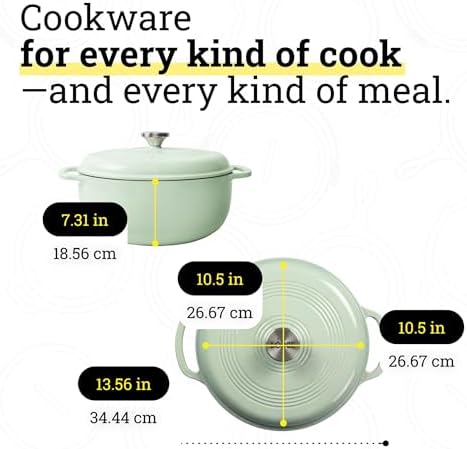 Lodge Essential Enamel Cast Iron Dutch Oven, 6 Quart, Desert Sage
