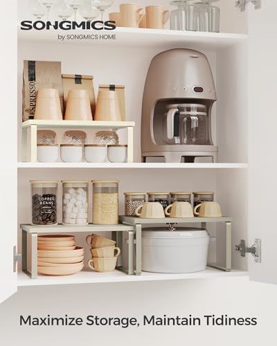 SONGMICS Cabinet Organizer Shelf, Set of 3 Spice Rack, Kitchen Storage