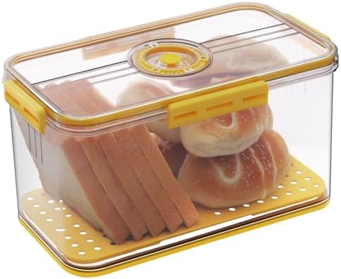 Gifhomfix Bread Box Airtight Bread Boxes for Kitchen Counter, Time Recording Bread Storage Container with Lid, Bread Holder for Homemade Bread, Toast, Bagel, Donut and Cookies, Yellow