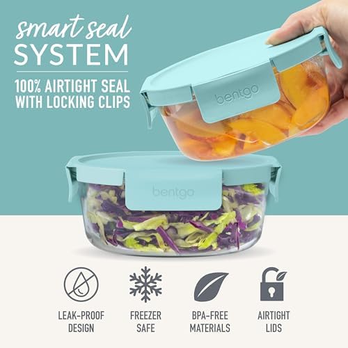 Bentgo Glass Leak-Proof Food Storage Set, 6 Piece, Airtight Lids, BPA-Free