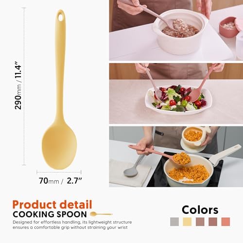 Multi Platinum Silicone Cooking Spoon for Baking, Scraping & Mixing, 100% Food Grade Colorful Silicone Kitchen & Serving Utensils, Heat Resistant, Non-Stick Cookware - 11.4 inch Butter Yellow
