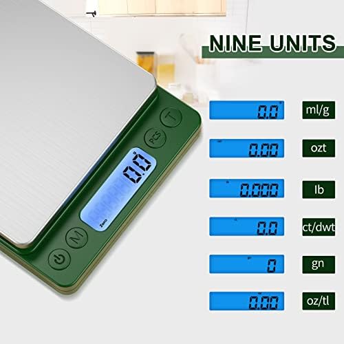 Digital Food Scale for Food Ounces and Grams，YONCON 3000g/0.1gram Accuracy Multifunctional Kitchen Scale for Cooking, Baking | Small Size for Easy Storage | Tare Function