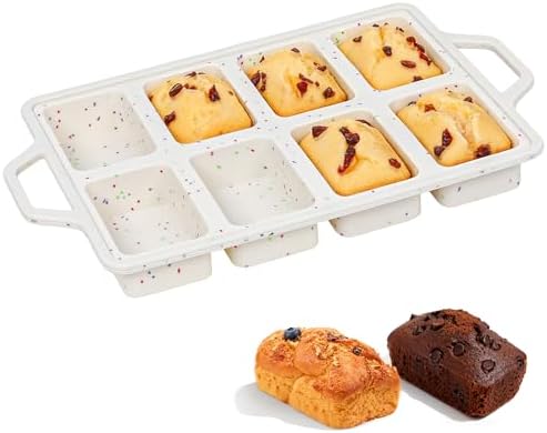 Metal Reinforced Silicone Mini Loaf Pan, 8-Cavity Nonstick Mini Bread Pans