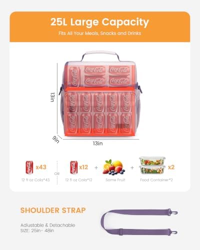 LOVEVOOK Lunch Bag for Men Women, Insulated Lunch Box, Large Cooler Lunbox