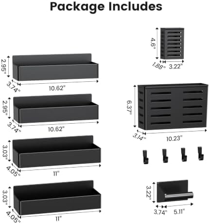 Mystozer Magnetic Spice Rack for Refrigerator Black, 7 Pack